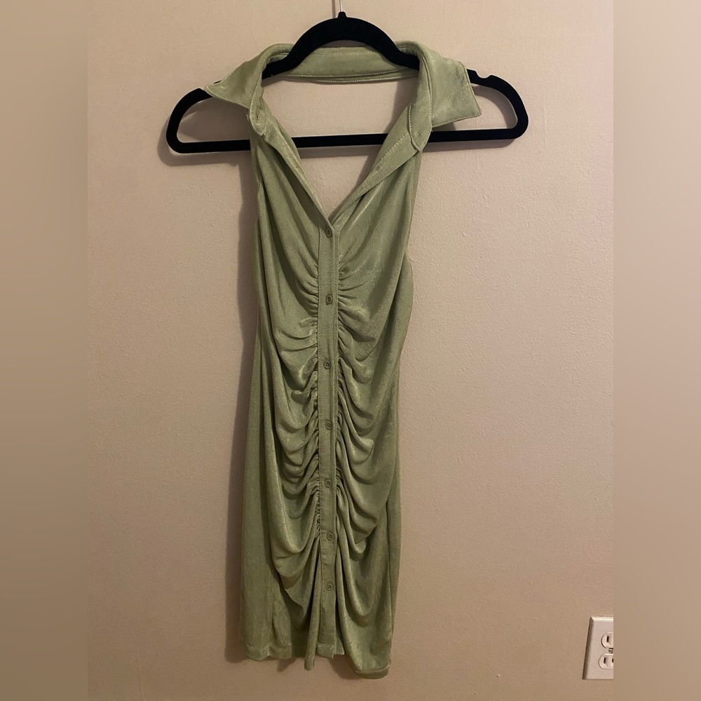 Sage Green Button Down Mini Dress